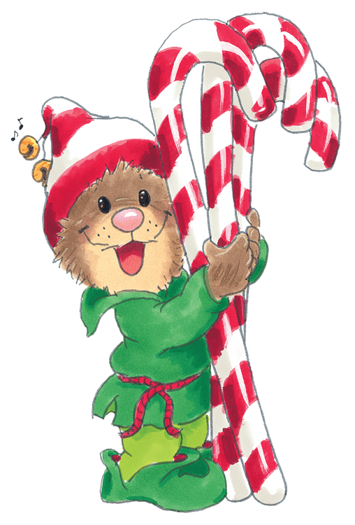 Ollie Elf with Christmas Candy canes