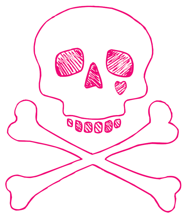 Pink Love Skull and Crossbones