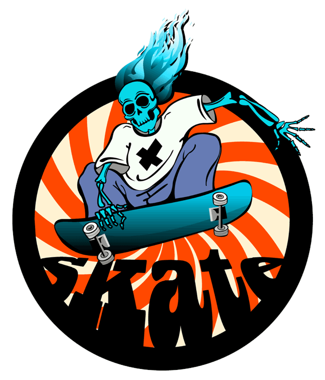 Flaming Skull Skateboard